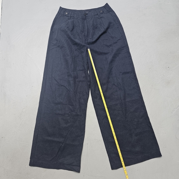 Madewell Palazzo Wide Legged Relaxed  Pants Lenin Blend True Navy Blue Sz 6 - Picture 11 of 16